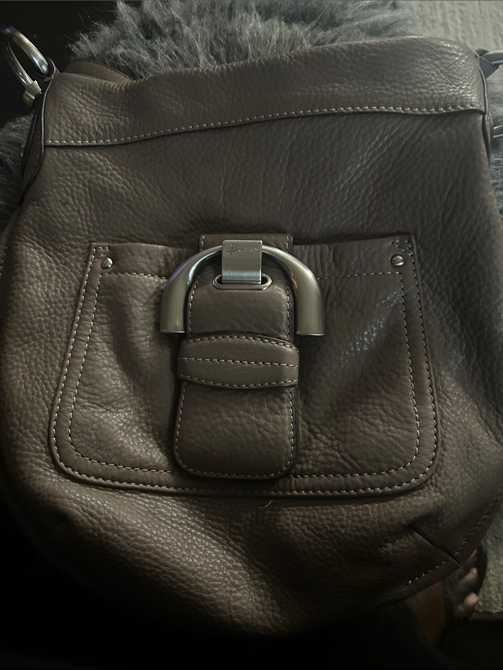 b. makowsky Dark Brown Leather Crossbody with Silver-Tone Buckle